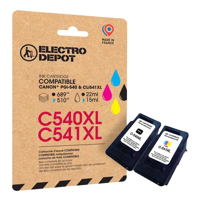 Cartouches D'encre Compatibles Canon 540XL Noir + 541XL Couleur - Lot De 2 - QUALITONER