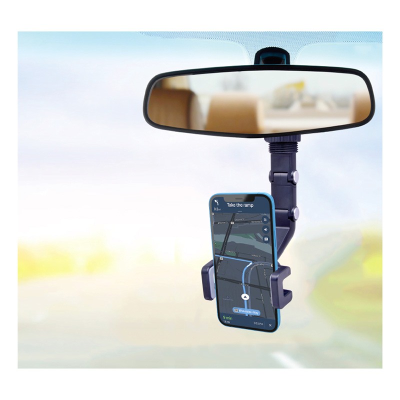 Support Téléphone Voiture Rétroviseur Mirror Car Holder Noir