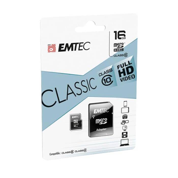 binnen aftrekken geur Micro SD Kaart EMTEC 16 Gb class 10 + adapter - Electro Dépôt