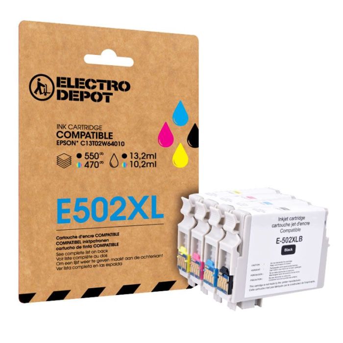 Compatibel inktpatroon Epson E502 pack XL zwart en kleur (Twin)