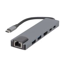EDENWOOD USB-C HUB 6-in-1 - HDMI, RJ45, USB 3.0 & PD Opladen