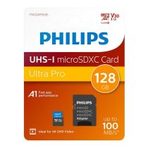 Micro SD Geheugenkaart 128 GB PHILIPS + Adapter – Ultieme Opslag en Prestatie