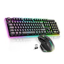 Gamer Pack Spirit of Gamer – Draadloos AZERTY FR RGB-toetsenbord + Muis 4800 DPI, Oplaadbaar, Aluminium, PC/PS4/PS5/Xbox – Zwart