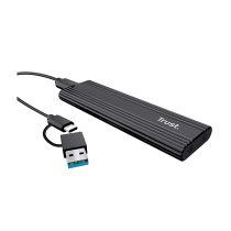 TRUST SSD M.2-behuizing USB 3.2 Gen 2 – Externe behuizing voor NVMe/SATA-schijf (Zwart)