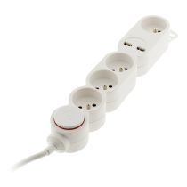 Multiprise ZENITECH x 4 + 2USB + interrupteur