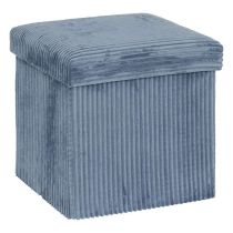Pouf pliable 38Xx38cm velours bleu