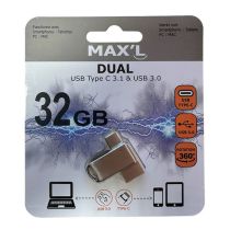 USB-stick MAXELL 32GB 2 poorten USB C + USB3.0