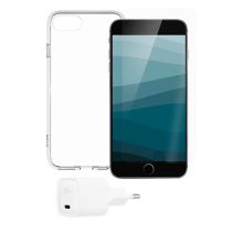 Pack QDOS chargeur 20W USB-C + coque bi matière transparente + verre trempé pour iPhone SE 2020 et iPhone 8/7/6