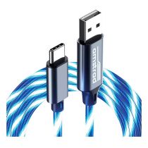 Kabel AMSTRAD USB-C LED blauw 3m