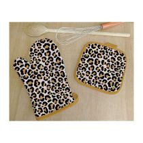 Set van ovenwant en pannenlap met luipaardprint