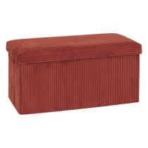Dubbele fluwelen poef met opbergruimte – 76x38x38 cm – Terracotta kleur