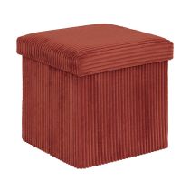 Opvouwbare fluwelen poef (kubus) – 38x38x38 cm – Terracotta kleur