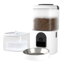 Distributeur de croquettes connecté PAWZZ avec caméra et fontaine à eau