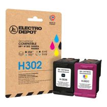 Multipack cartouches d'encres ELECTRO DEPOT compatible HP H302 pack noir+couleur