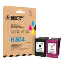 Multipack cartouches d'encres ELECTRO DEPOT compatible HP H304 pack noir+couleur