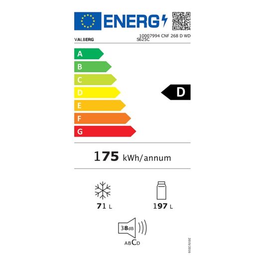 Réfrigérateur combiné VALBERG CNF 268 D S625C
