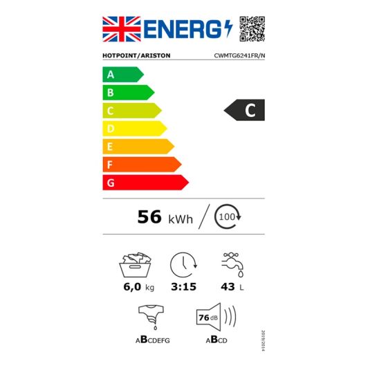 Lave-linge top 6 kg HOTPOINT CWMTG6241FR/N