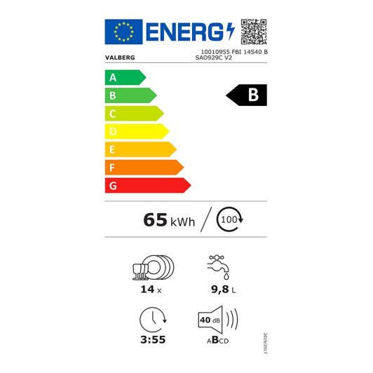 Lave-vaisselle tout intégrable 14 couverts VALBERG FBI 14S40B SAD929C V2