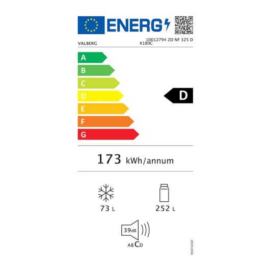 Koelkast 2deurs VALBERG 2D NF 325 D X180