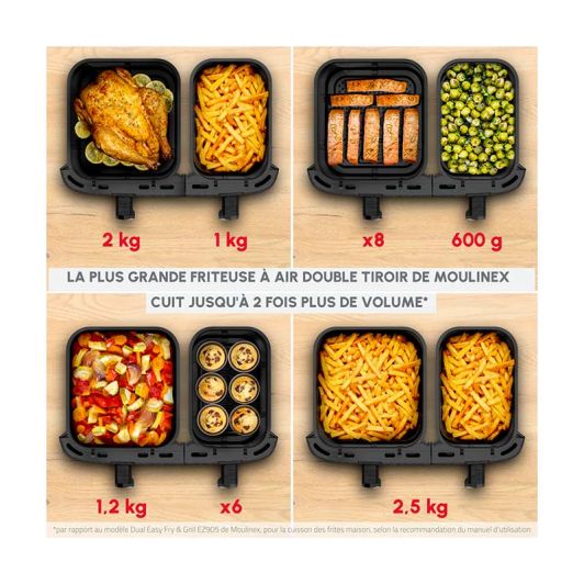 Friteuse à air chaud MOULINEX EZ942HF0 11L double zone
