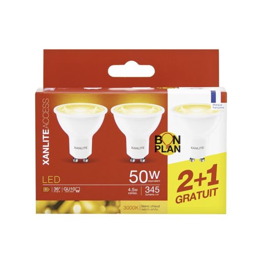 lamp XANLITE GU10 x3 45LM 3000K