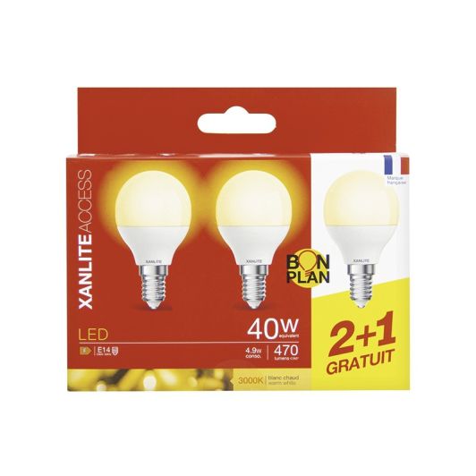 Ampoule XANLITE E14 x3 470LM 3000K