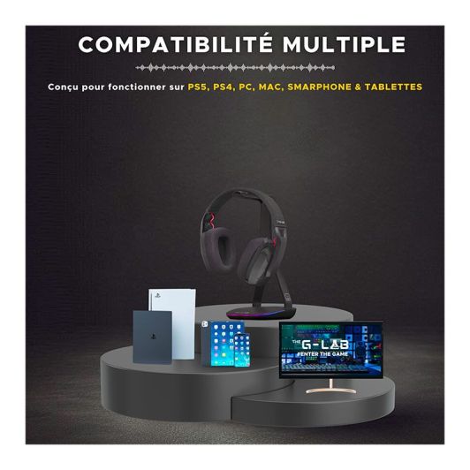 Casque gaming THE G-LAB Korp Platinium sans fil