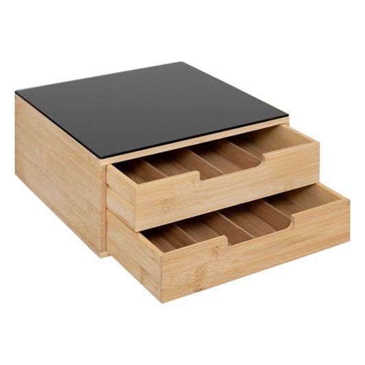 Koffiecapsulehouder met twee lades