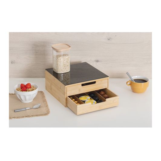 Koffiecapsulehouder met twee lades