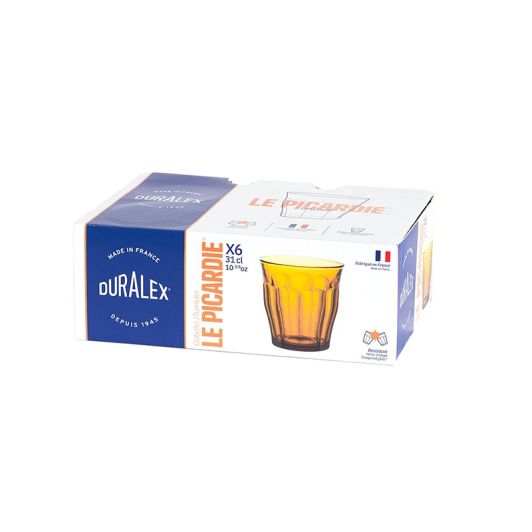 6 verres DURALEX Picardie vermeil 31cl