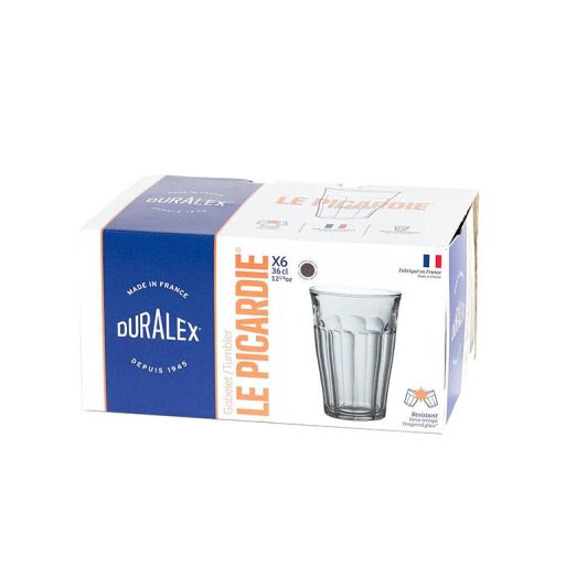 Set van 6 DURALEX Picardie drinkglazen – grijs – 36 cl