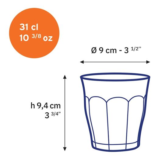 Set van 6 DURALEX Picardie drinkglazen – saffier – 31 cl