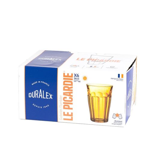 6 verres DURALEX Picardie vermeil 36cl