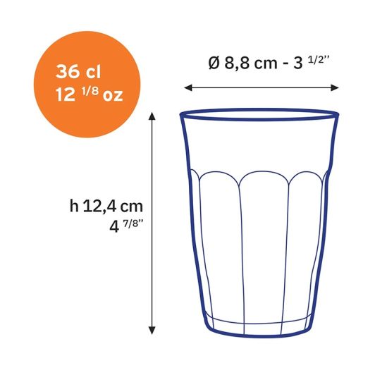 6 verres DURALEX Picardie marine 36cl
