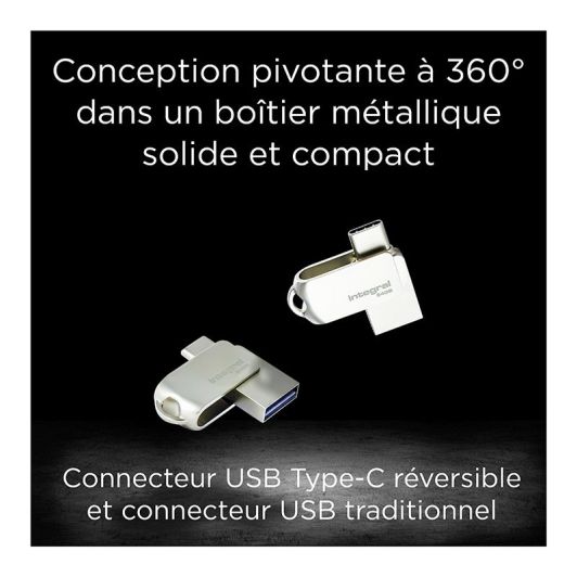 Clé USB INTEGRAL OTG 64Go 360-C métal