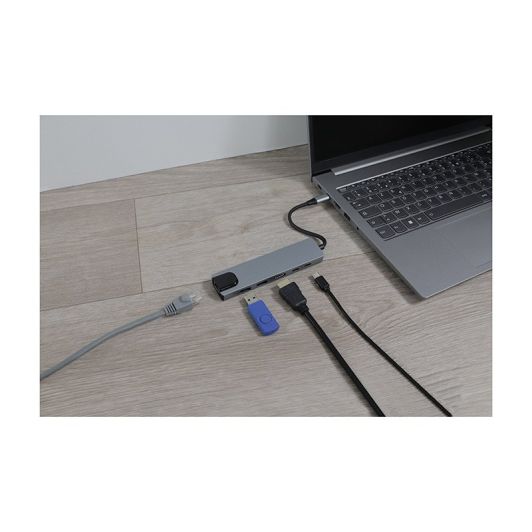 EDENWOOD USB-C HUB 6-in-1 - HDMI, RJ45, USB 3.0 & PD Opladen