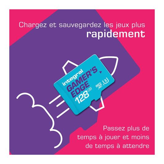 Carte Micro SD INTEGRAL 128 Go Gaming – Haute Vitesse UHS-I A1 V30 pour Console, Smartphone et Caméra 4K
