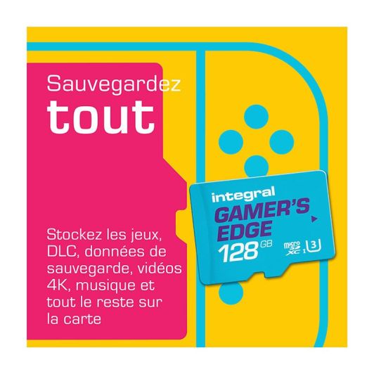 Carte Micro SD INTEGRAL 128 Go Gaming – Haute Vitesse UHS-I A1 V30 pour Console, Smartphone et Caméra 4K