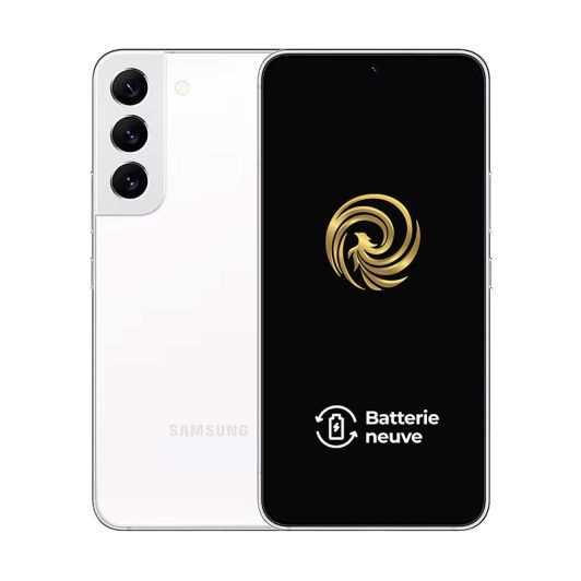 Smartphone SAMSUNG GALAXY S22 5G 128Go Blanc reconditionné Grade A+ Batterie Neuve