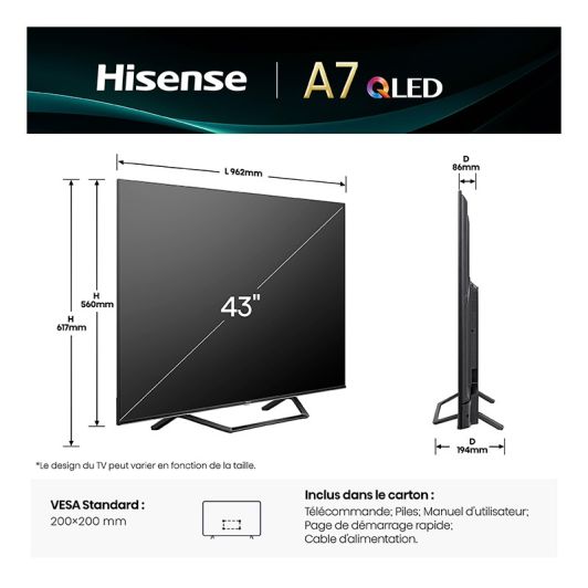 HISENSE 43A7Q - TV 43