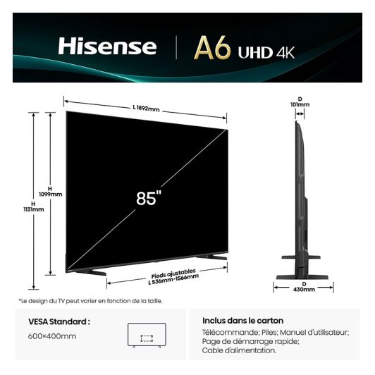 HISENSE 85A6Q - TV 85