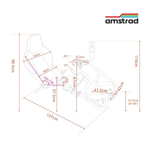 Racesimulatorstoel AMSTRAD AMS RACING DRIFT Zwart