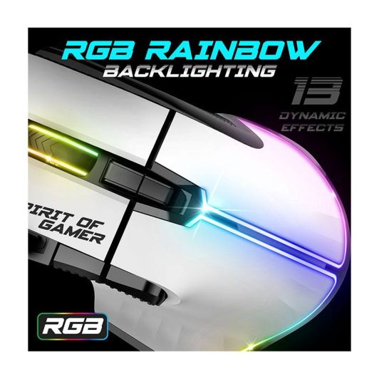 Gamingmuis SPIRIT OF GAMER Wit – 12800 DPI / 8 Programmeerbare Knoppen / Rapid Fire