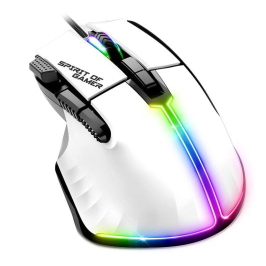 Gamingmuis SPIRIT OF GAMER Wit – 12800 DPI / 8 Programmeerbare Knoppen / Rapid Fire
