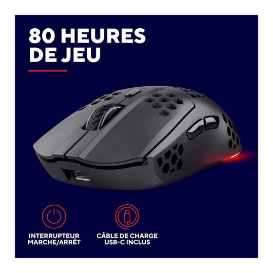 Souris gaming TRUST HELOX sans fil Noir 4800Dpi ultra légère