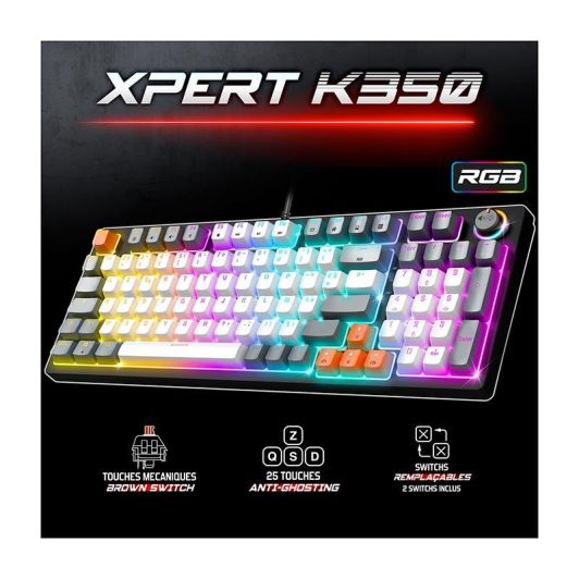 Clavier mécanique gamer RGB SPIRIT OF GAMER XPERT K350 switch marron 