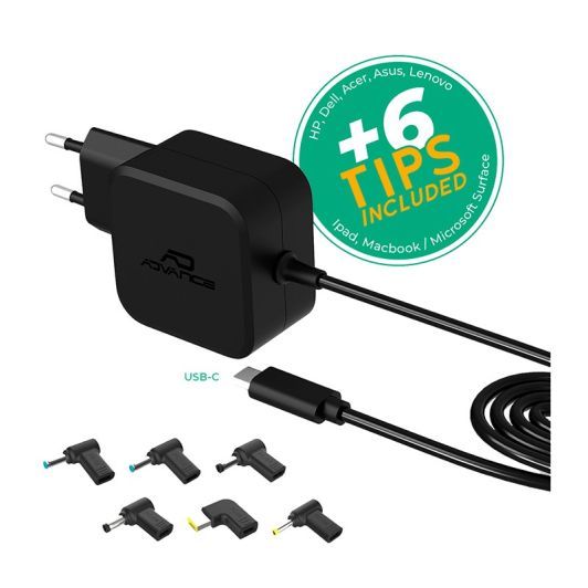 Chargeur universel ADVANCE PC USB-C 70W + 6 EMBOUTS