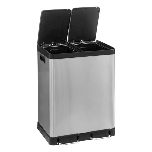 Poubelle tri 2x30L inox