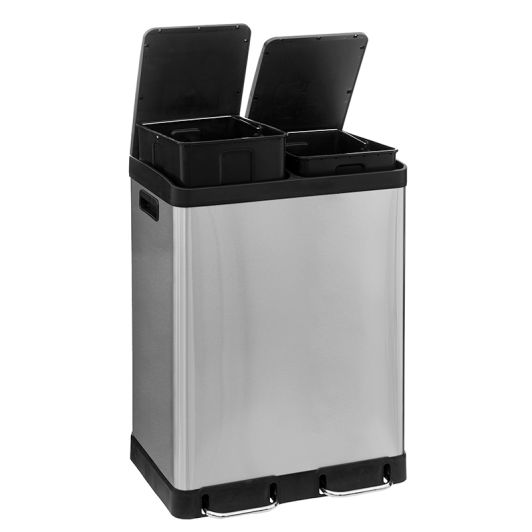 Poubelle tri 2x30L inox