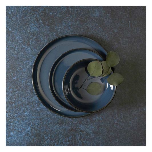 Service à vaisselle 12 pièces grès bleu